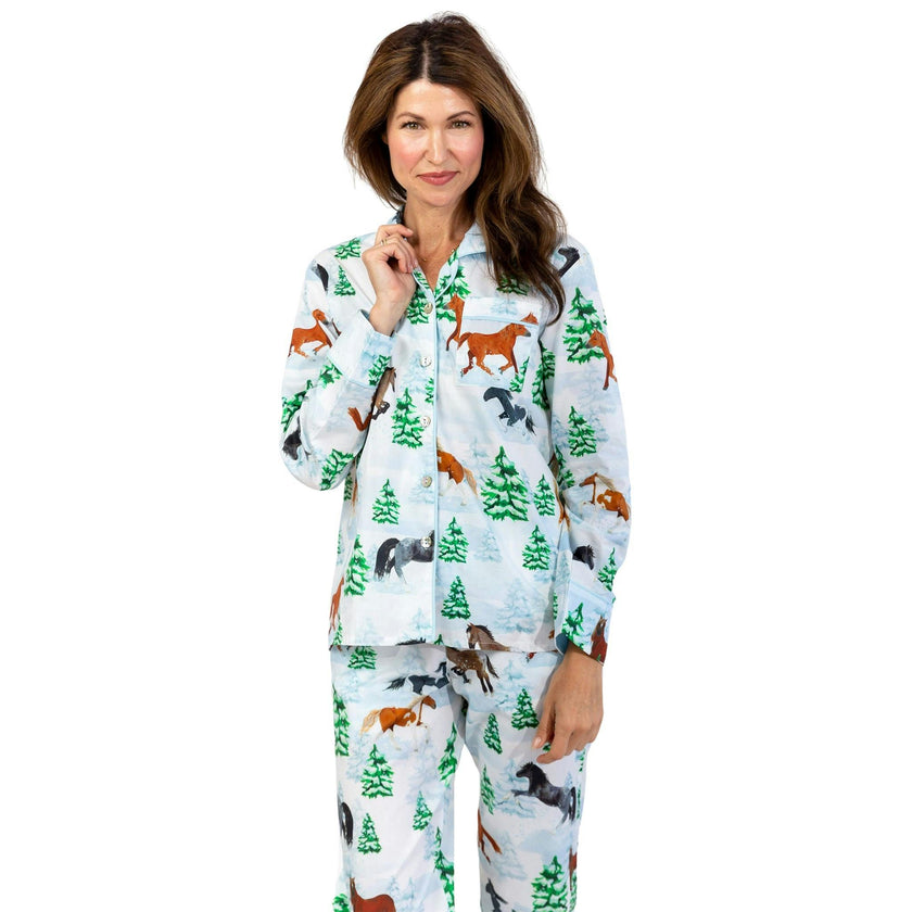 Women's Skydog Wild & Free Long PJ Set - Organic Cotton Poplin