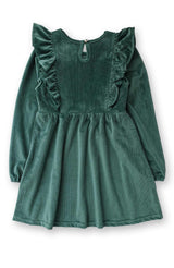 Pine Stretch Corduroy Carina Ruffle Dress