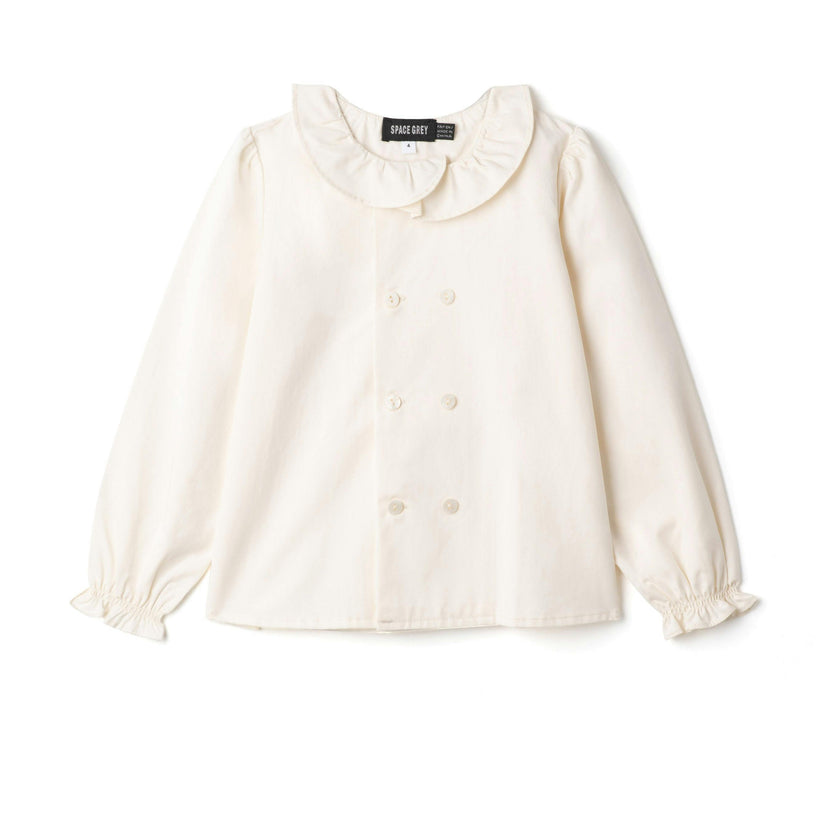 Double Breasted Woven Top Cream