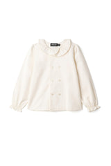 Woven Double-Breasted Button Front Top