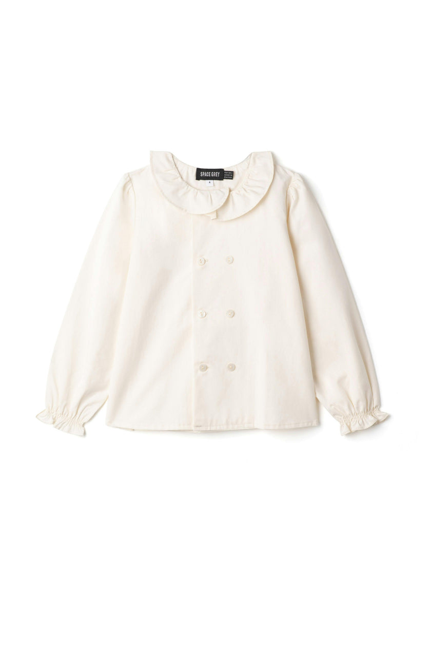 Woven Double-Breasted Button Front Top