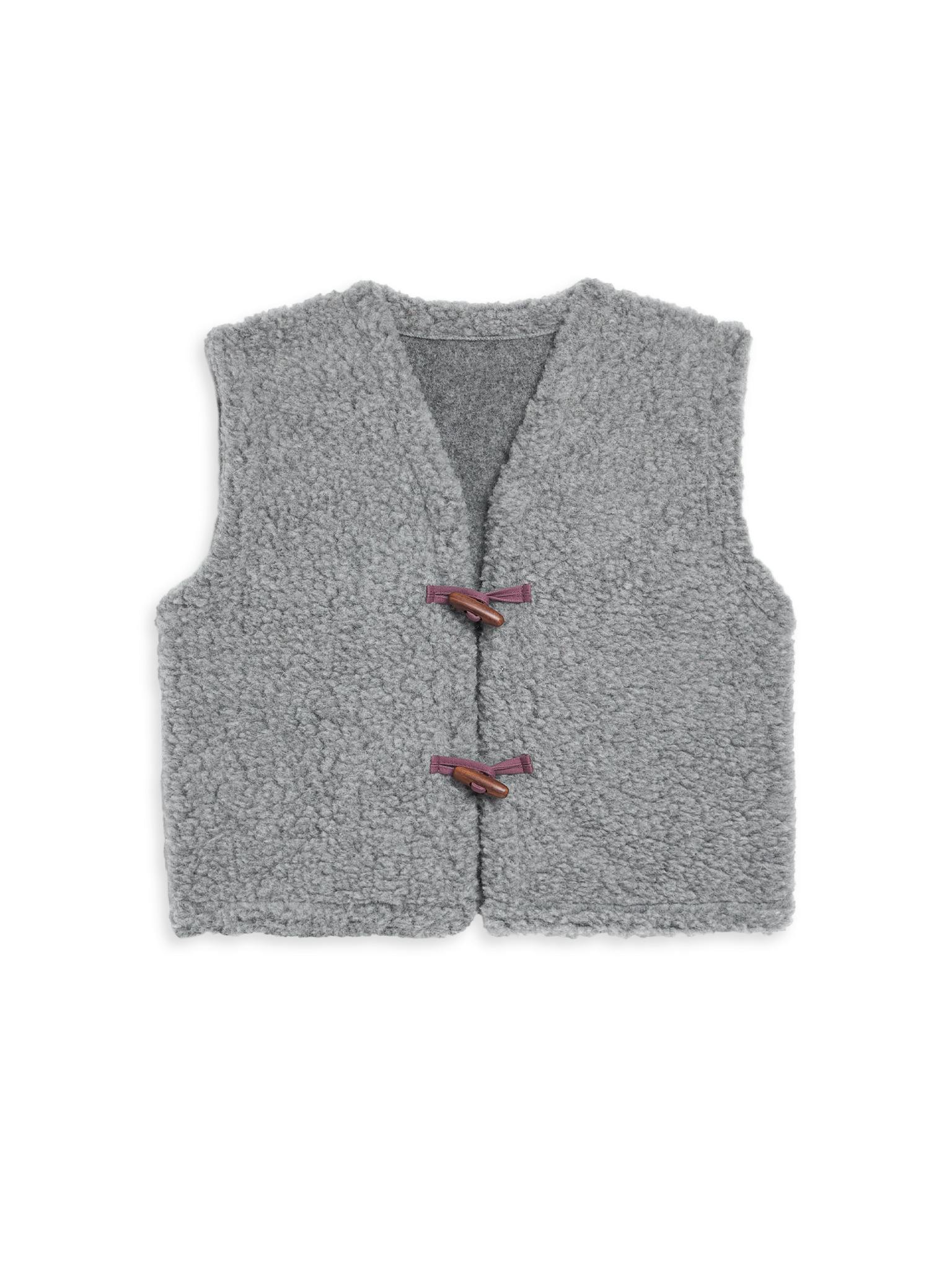 merino wool vest - stone grey
