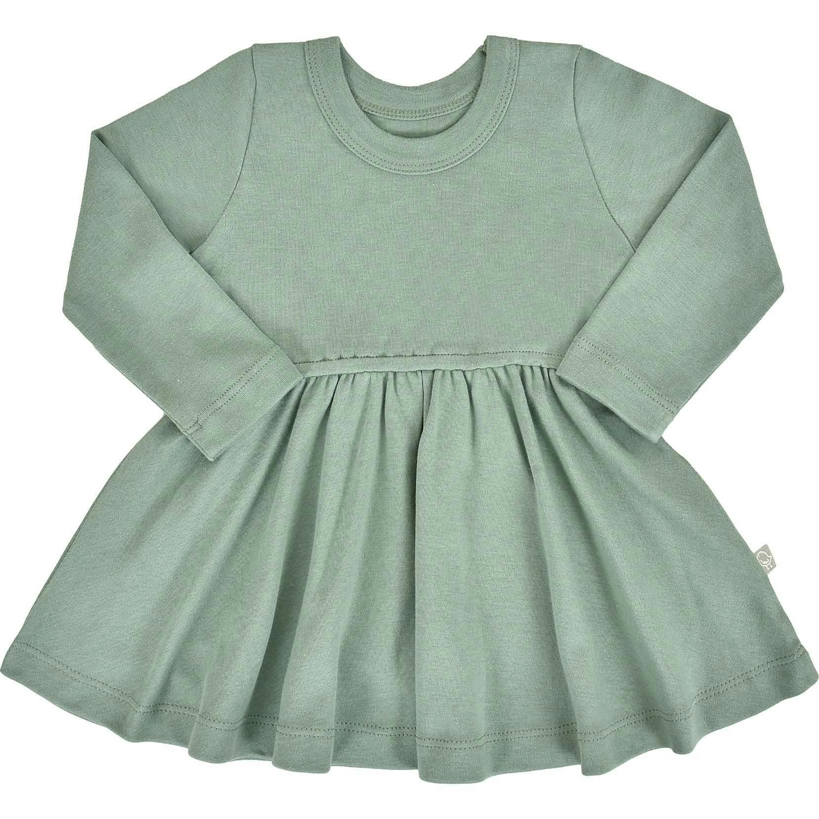 long sleeve twirl dress | Basil Green