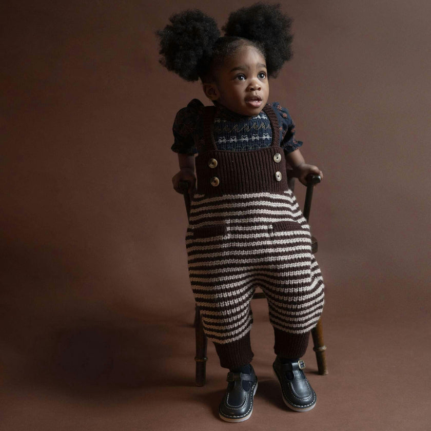 Baby Acorn Knit Ribbed Bodice Sleeveless Strap Jumper