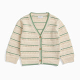 Striped Pointelle Knitted Cardigan