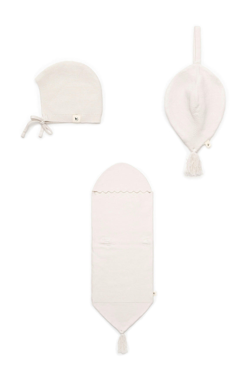 Knit Cocoon, Bonnet, and Lovie Three Piece Knit Set