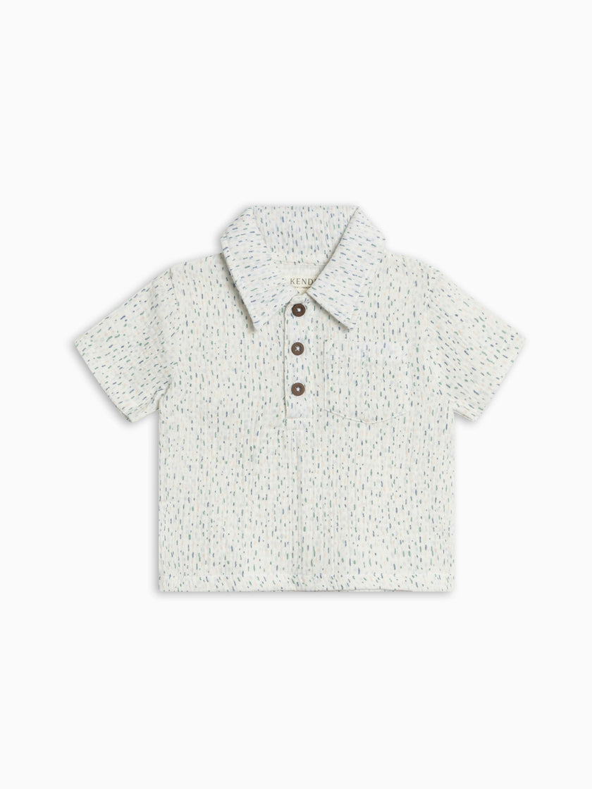 Ezra Muslin Henley - Pinehurst / Powder + Shell
