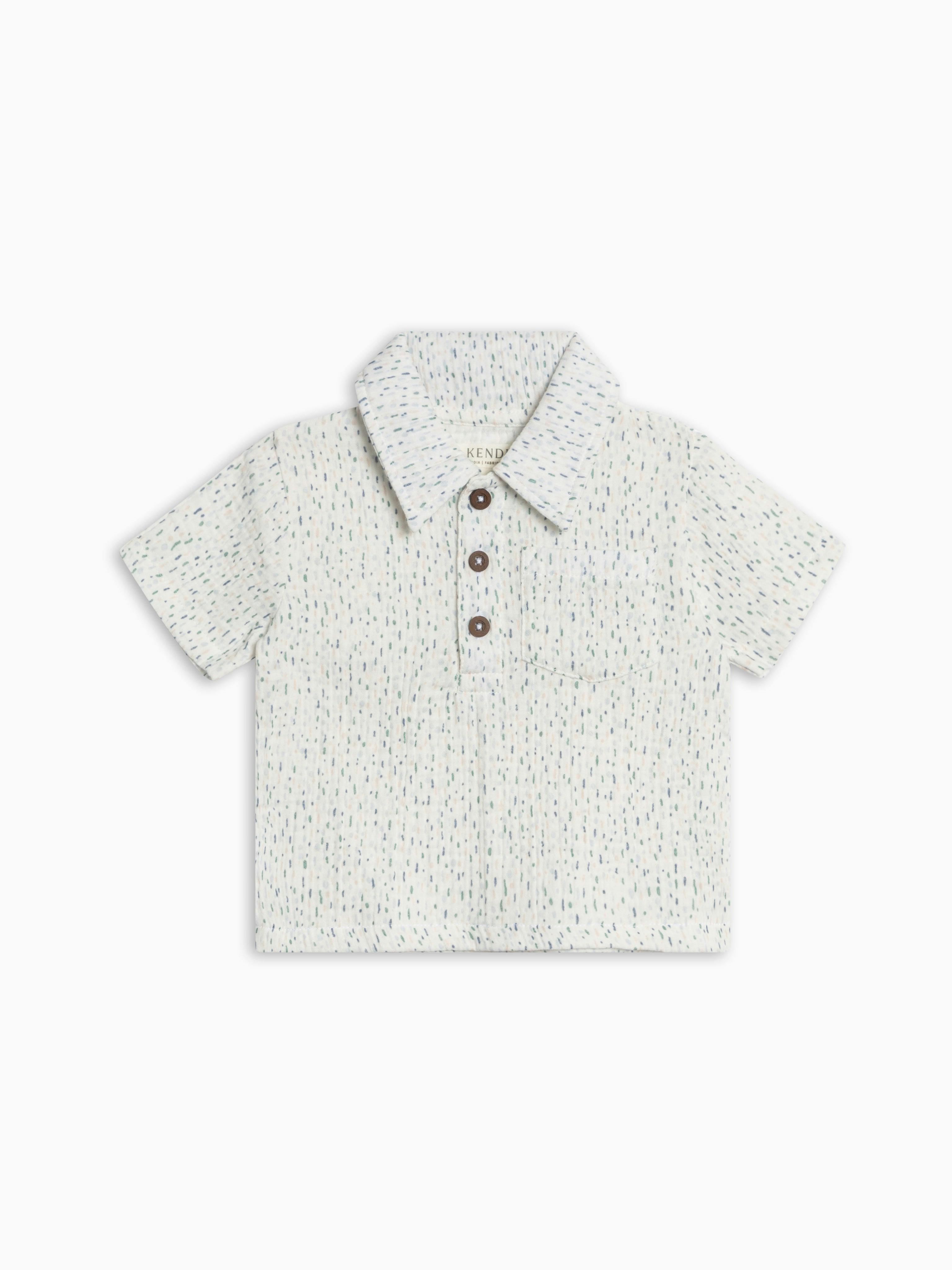 Ezra Muslin Henley - Pinehurst / Powder + Shell
