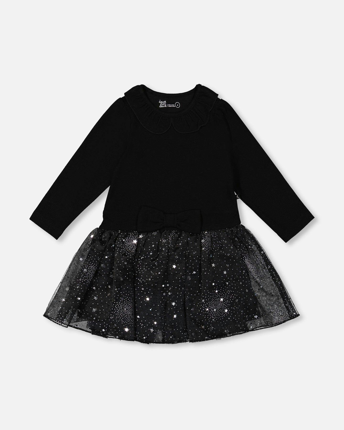 Bi-Material Dress with Glittering Skirt