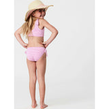 Raspberry Stripe Tie Crop Bikini