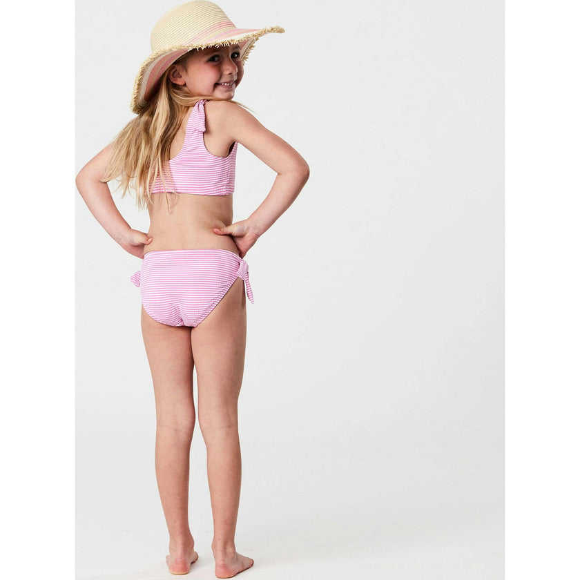 Raspberry Stripe Tie Crop Bikini