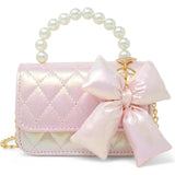 Shiny Quilted Fluffy Bow Handbag