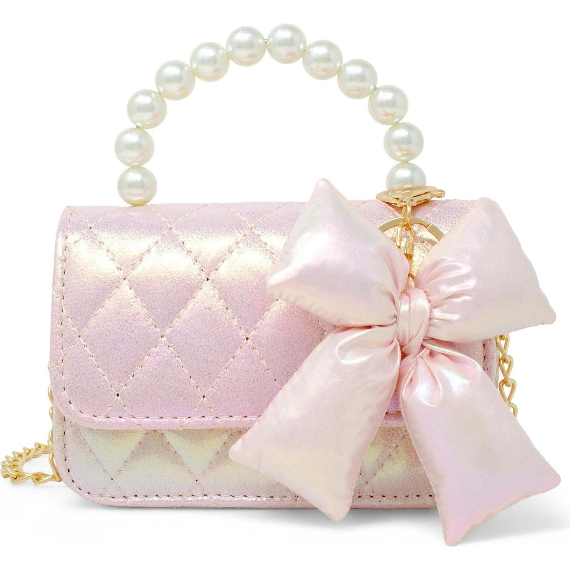 Shiny Quilted Fluffy Bow Handbag
