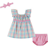Infant Girls Plaid Dress Set | White Plaid