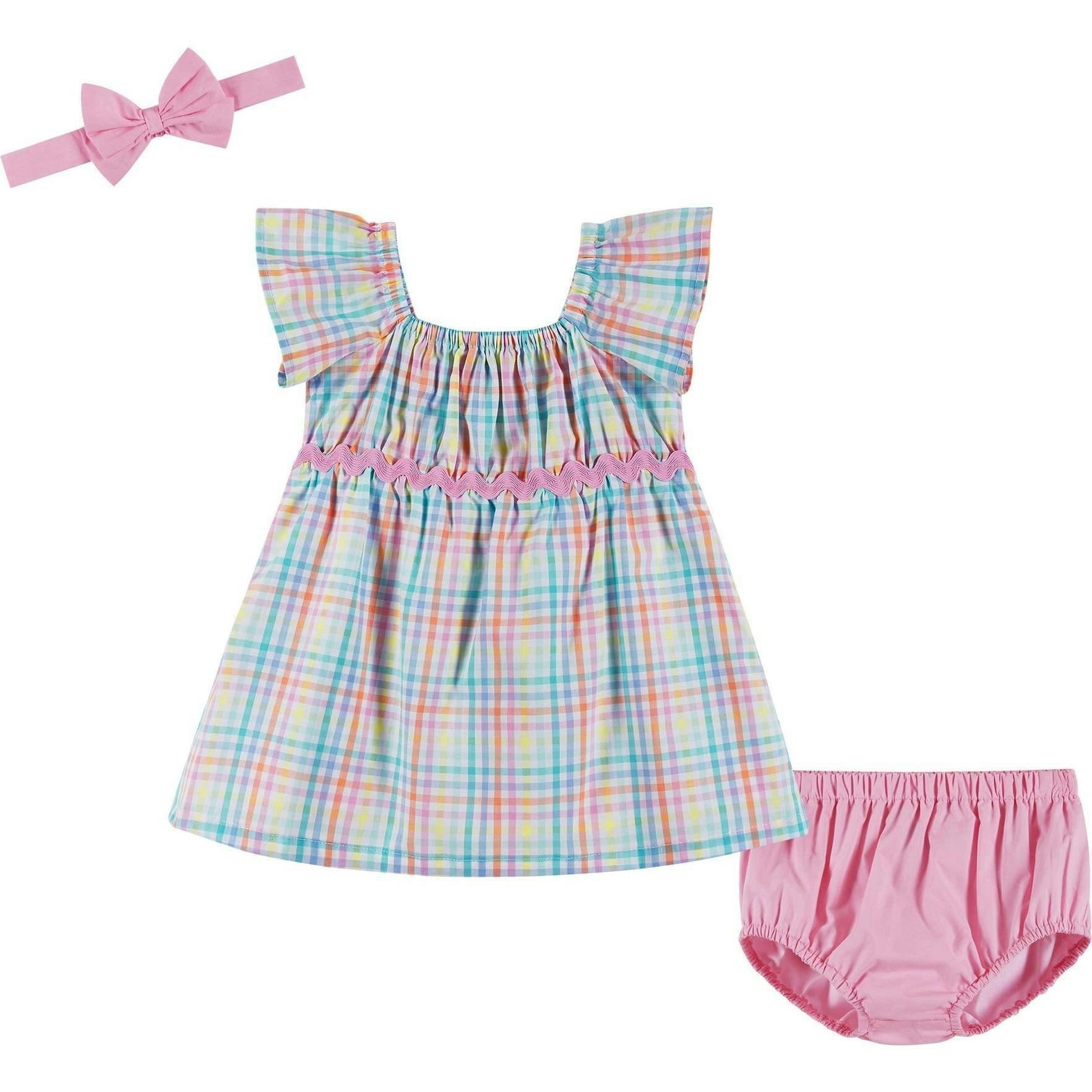Infant Girls Plaid Dress Set | White Plaid