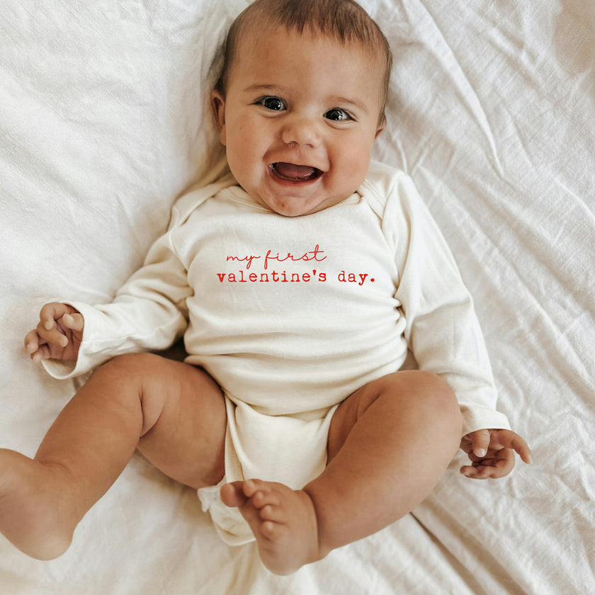 My First Valentine's Day Organic Baby Bodysuit Long Sleeve