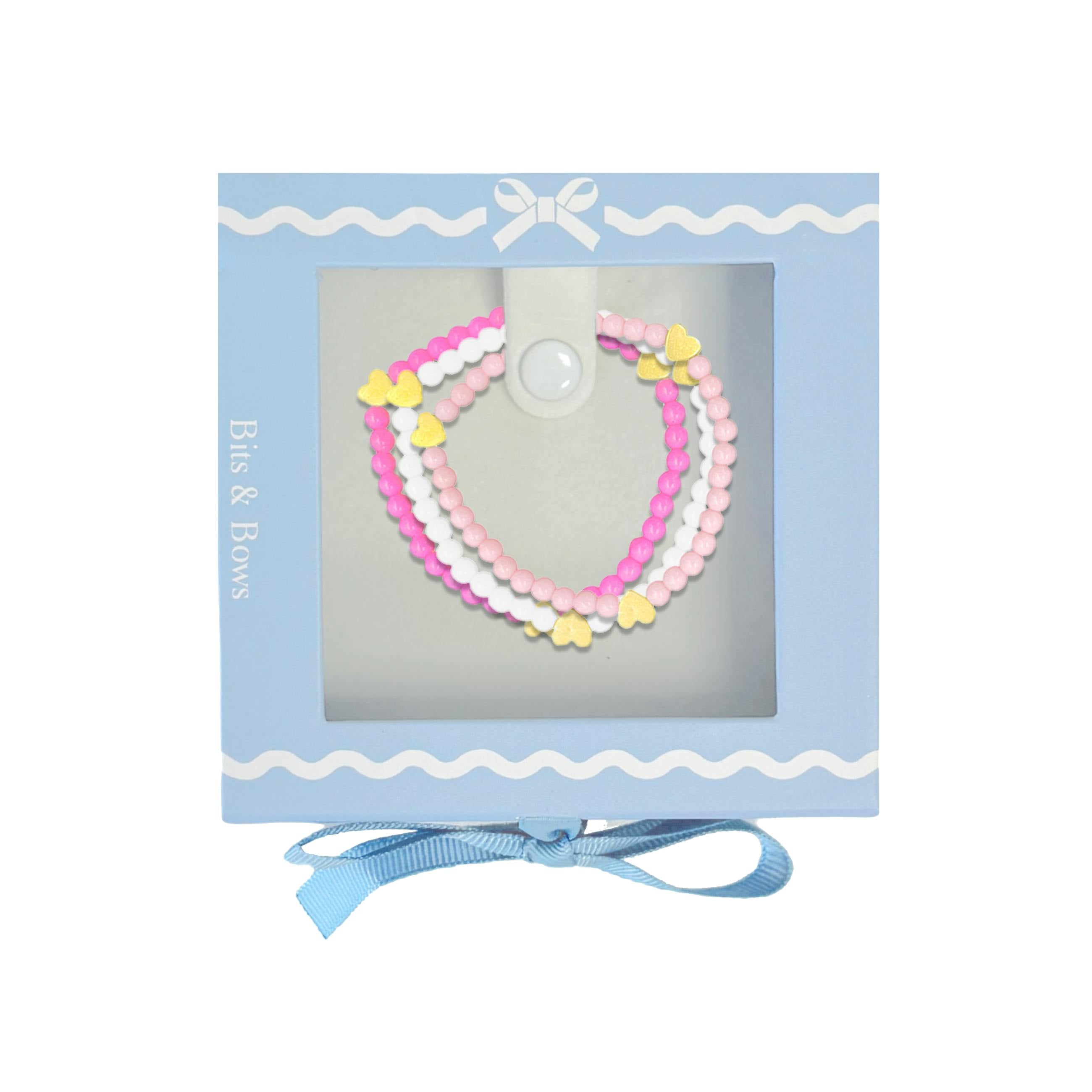 Hearts Bracelet Gift Set - Pink, White, Magenta
