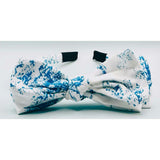 Three Little Bows Headband- Blue Toile