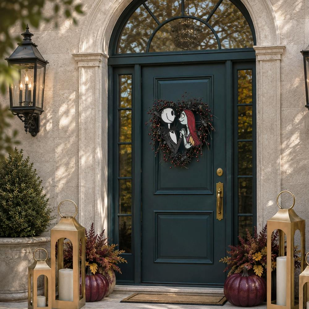 Disney® Jack Skellington and Sally Halloween Wreath Pre-Lit