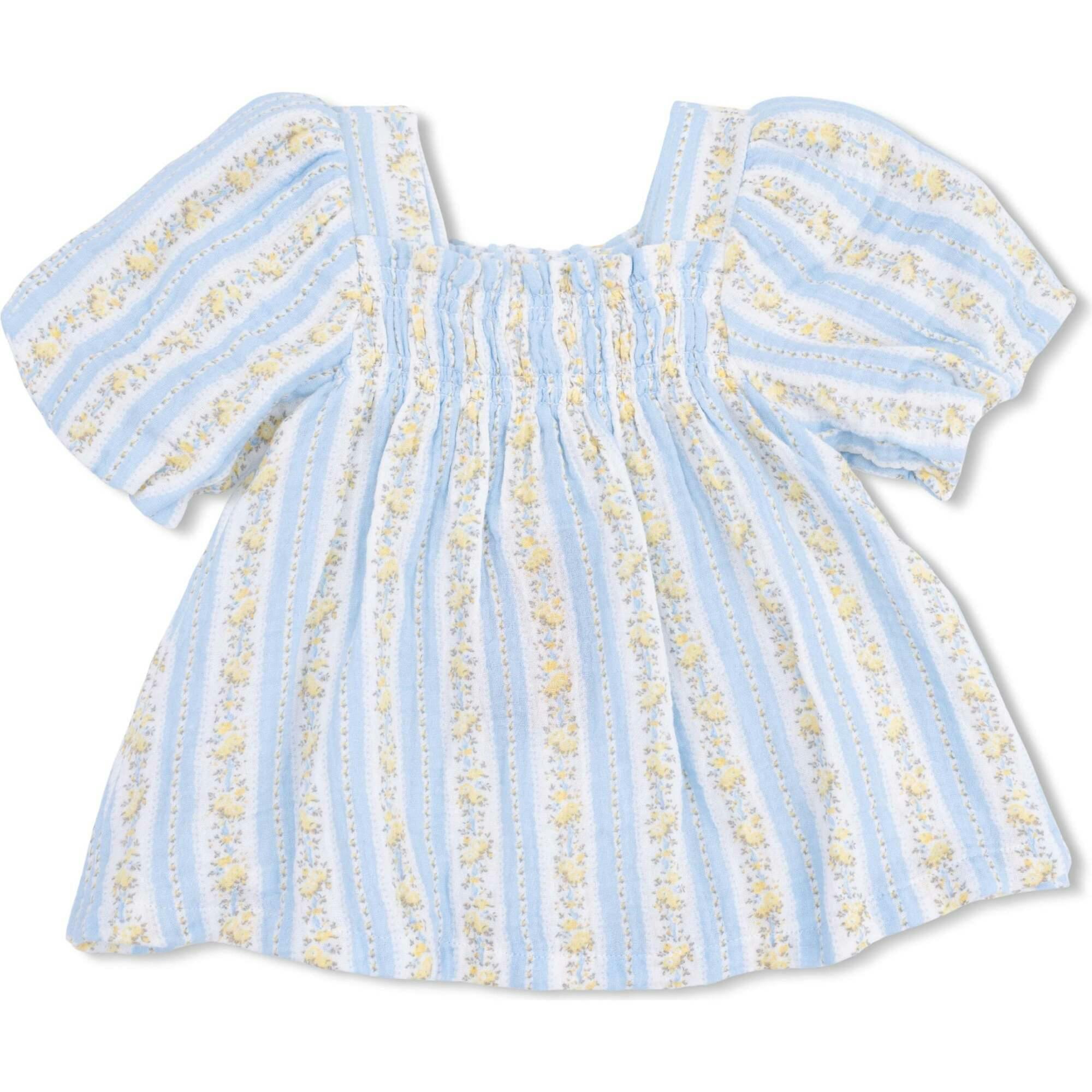 Odalys Floral Stripe - Puff Sleeve Dress with Bloomer