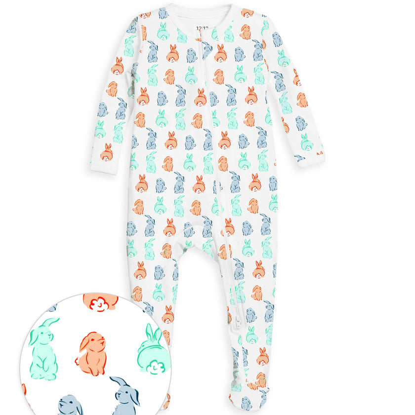 The Organic Zipper Footie [Bunny Tails]