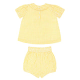 baby girls soleil gingham puff sleeve top and bloomer set