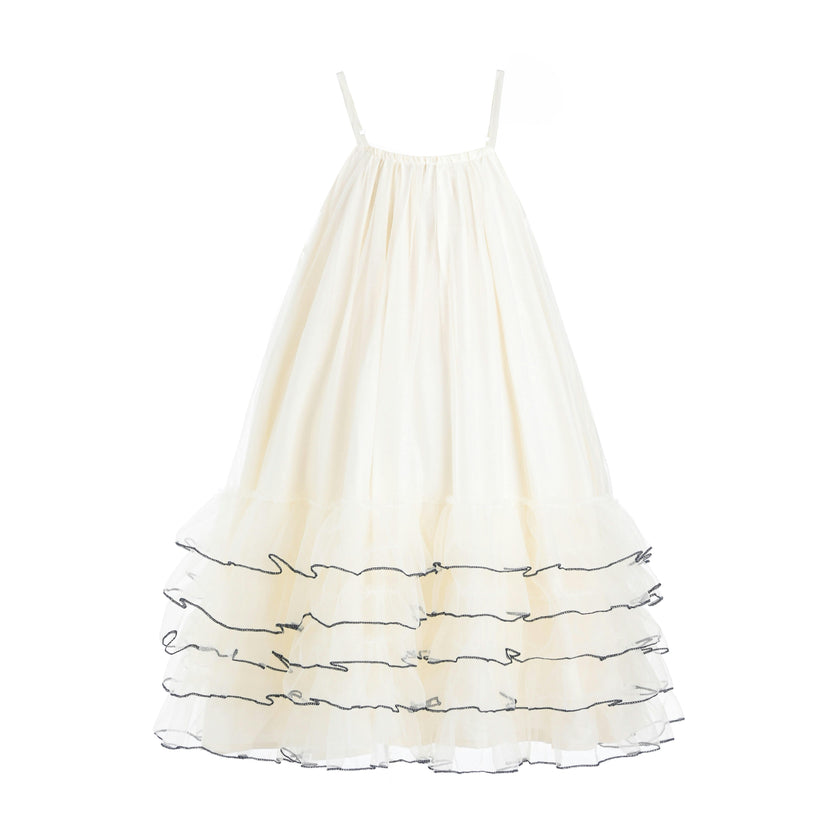 Cascade Trim Tiered Dress