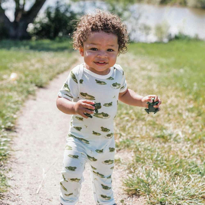Orange Giraffe Bamboo Romper