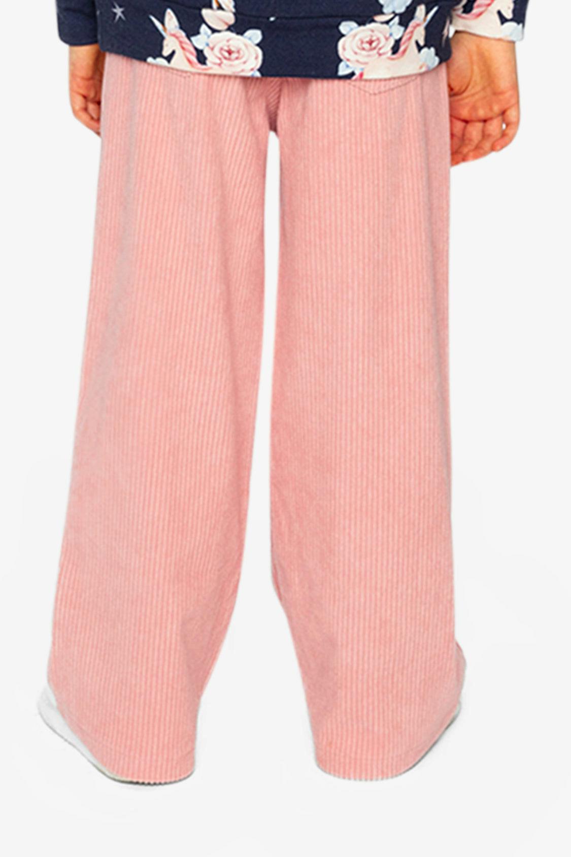 Stretch Corduroy Wide Leg Pants Pink