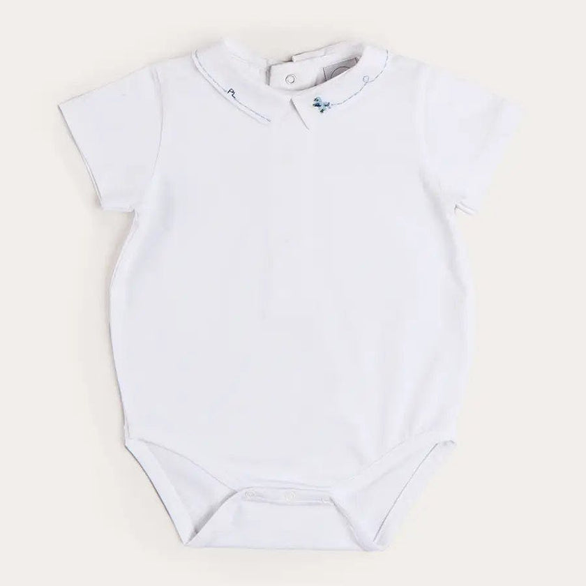 Plane Embroidery Short Sleeve Bodysuit in White (3mths-3yrs)