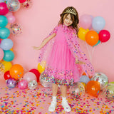 Raspberry Confetti Short Sleeve Tutu Dress