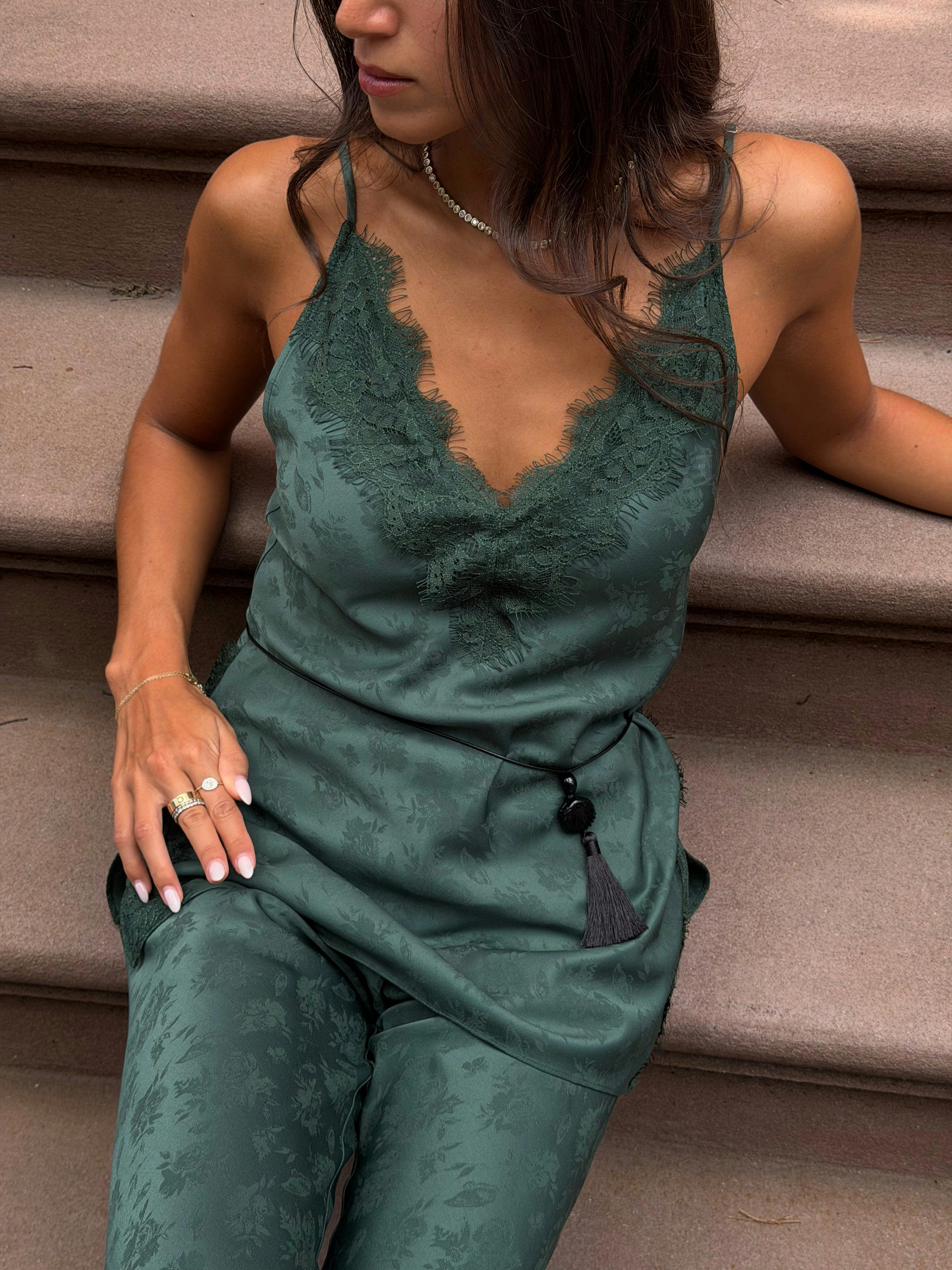 The Sylvane Top - Jadeite Floral Jacquard