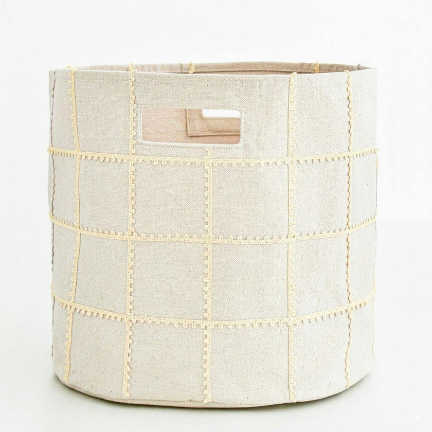 Handmade Canvas Storage Basket Mesh Lace