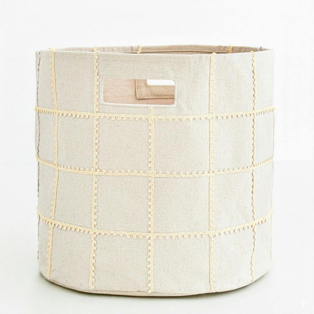 Handmade Canvas Storage Basket Mesh Lace