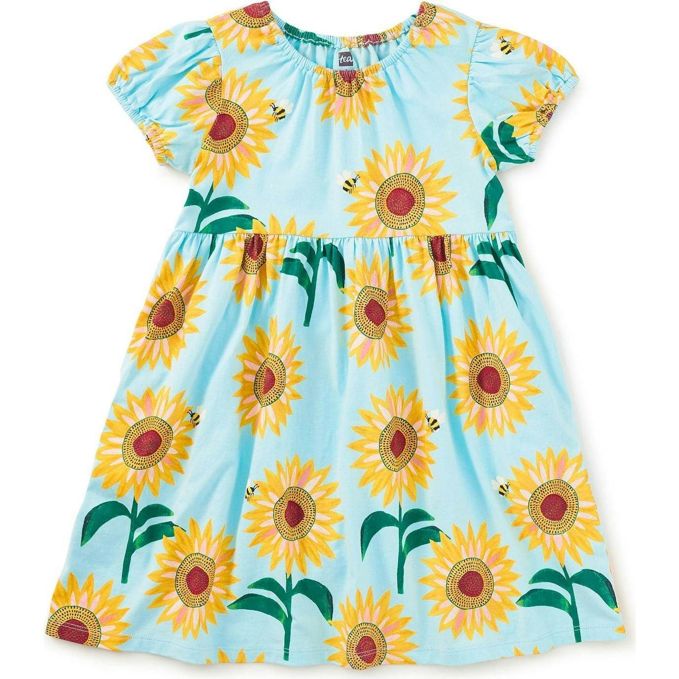 Puff Sleeve Empire Dress, Blue