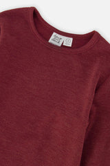 Brushed Rib Crew Neck Top Reddish-Brown