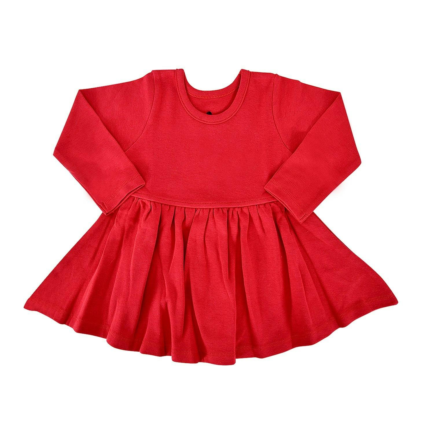 long sleeve twirl dress | scarlet red