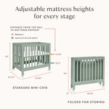 Origami Mini Crib in Light Sage