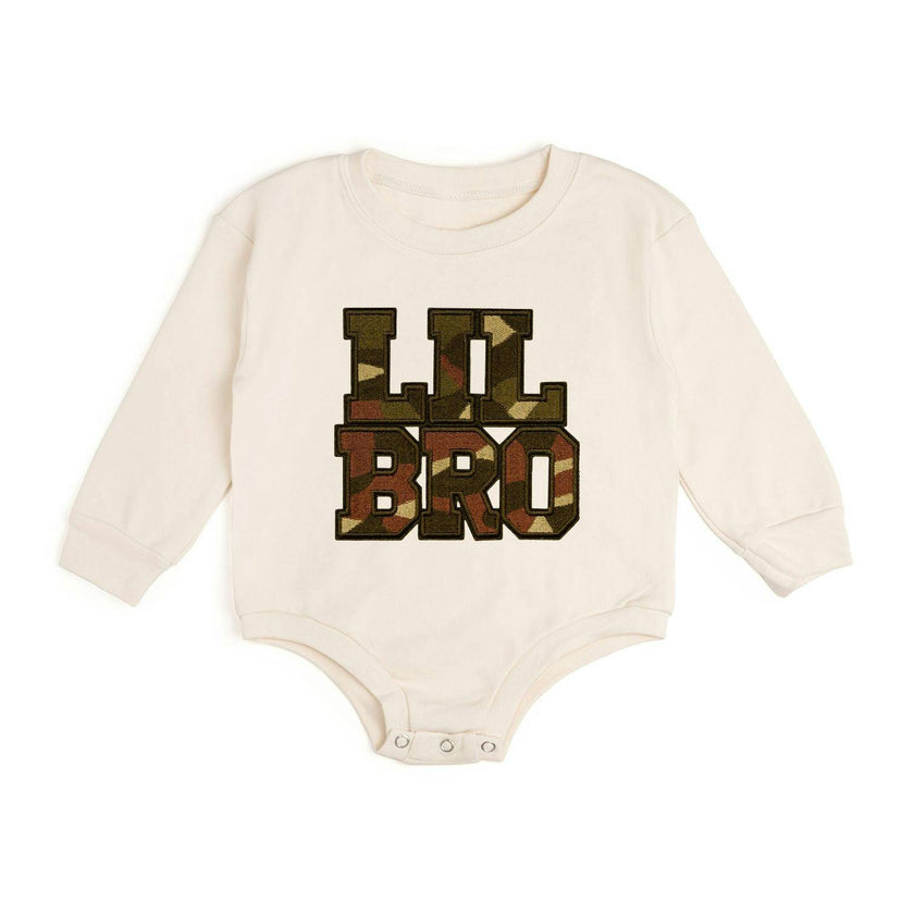 Lil Bro Camo Patch Long Sleeve Romper