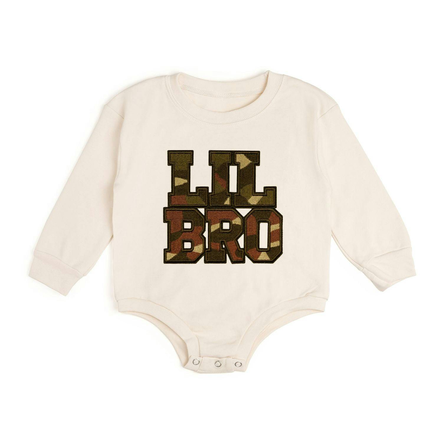 Lil Bro Camo Patch Long Sleeve Romper