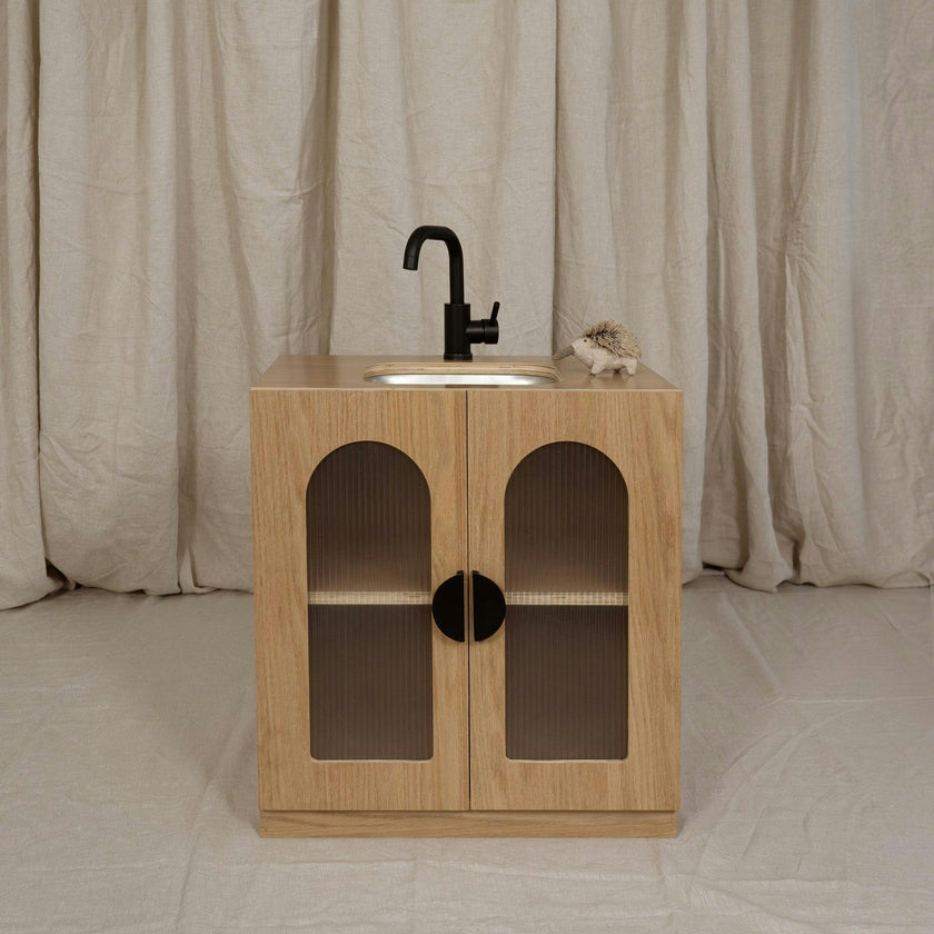 Oak Fluted Sink – Montessori Wooden Play Kitchen