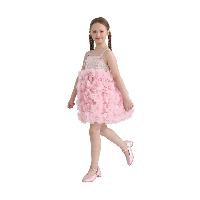 Pink Arabella Glitter Ruffle Dress
