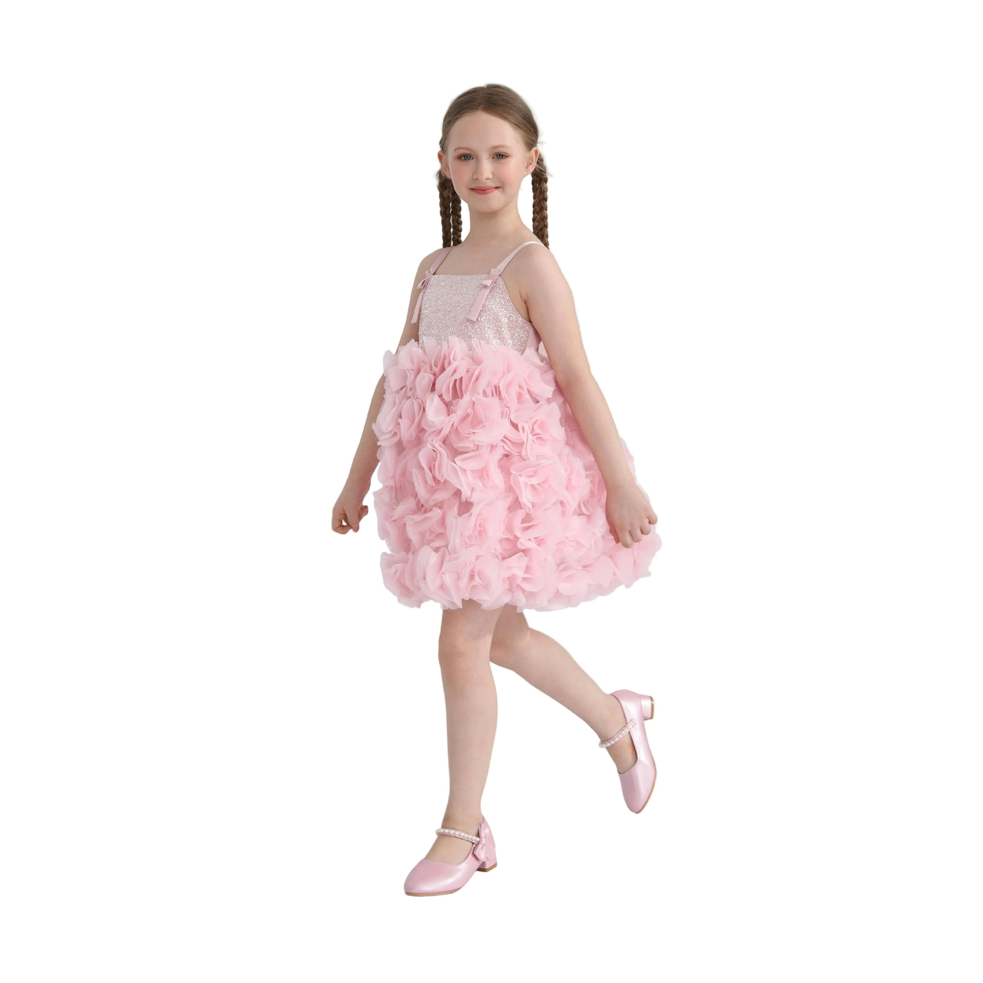 Pink Arabella Glitter Ruffle Dress