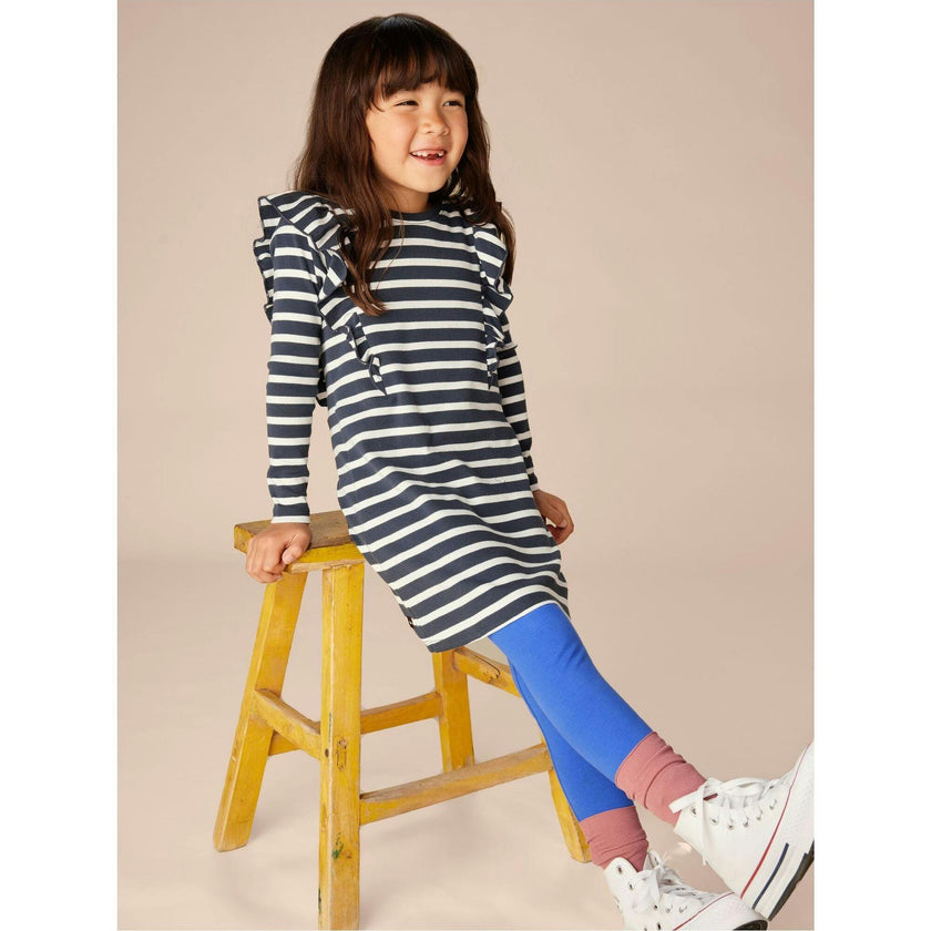 Ruffle Sleeve A-Line Dress, Blue