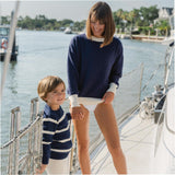 Women's Navy With Cream Trim Knit Sweater