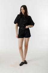 Frida Linen Shorts - Black