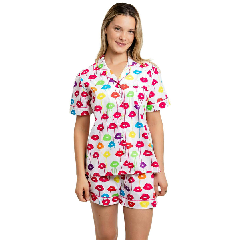 Women's Drawbertson Drippy Lips Short PJ Set - Organic Cotton Poplin