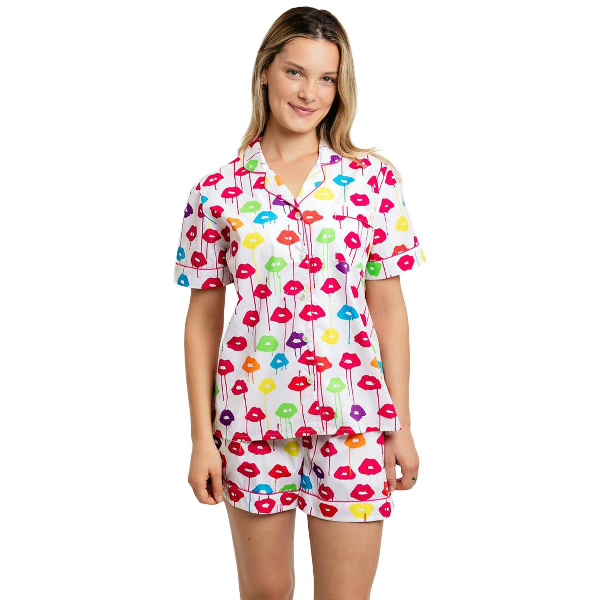 Women's Drawbertson Drippy Lips Short PJ Set - Organic Cotton Poplin