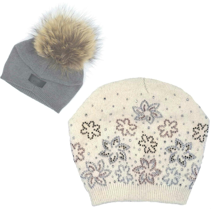 Floral Rhinestone Design Hat (Snap On Pom Sold Separately)