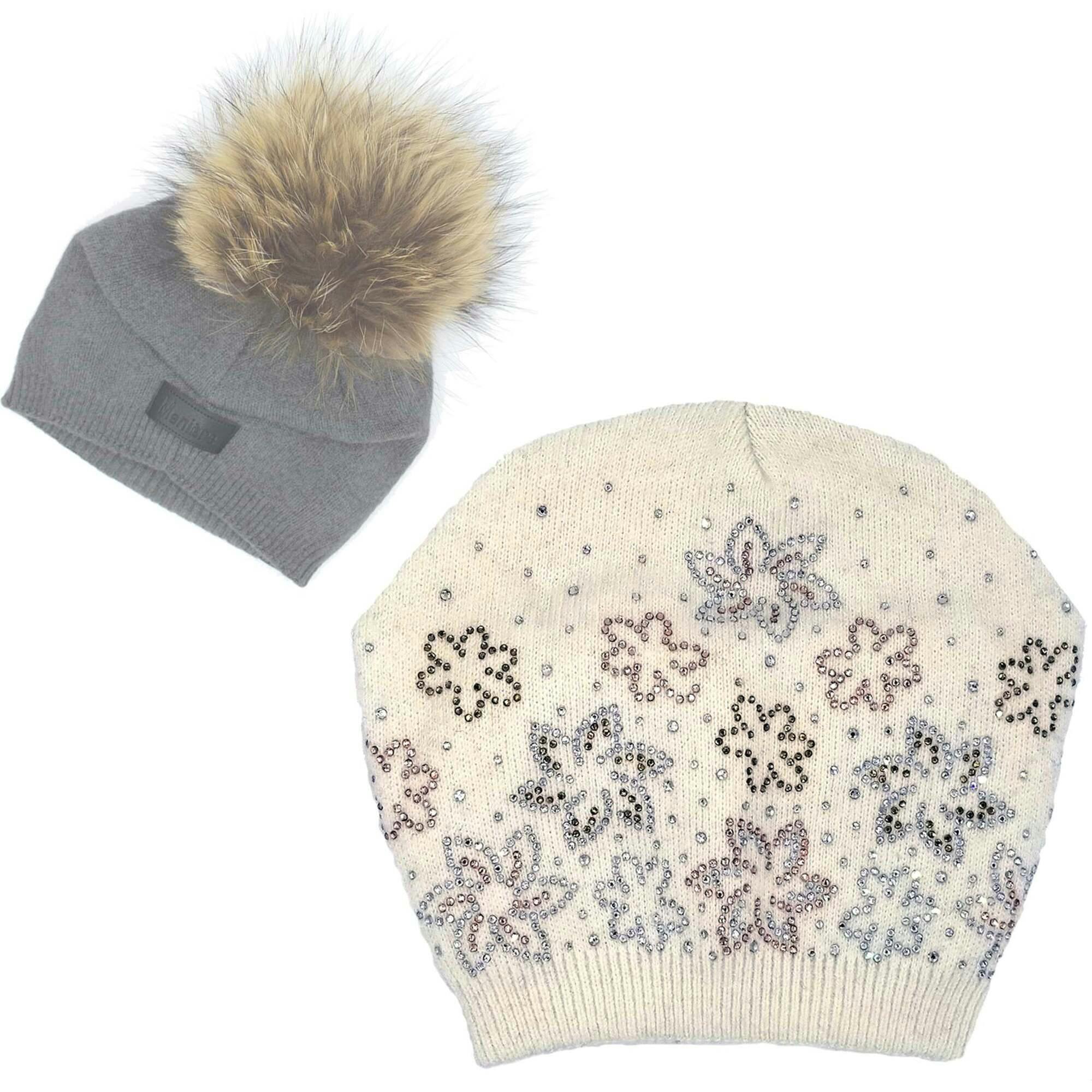 Floral Rhinestone Design Hat (Snap On Pom Sold Separately)